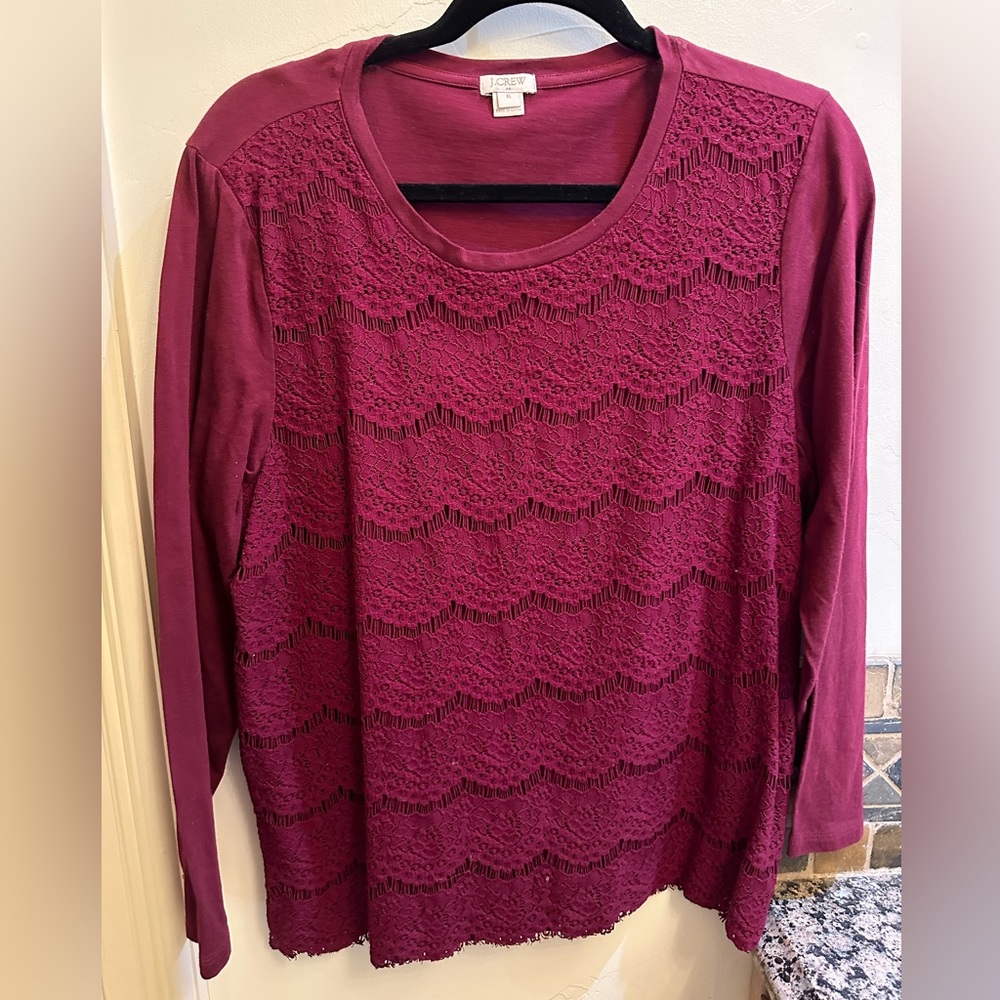 J. Crew lace overlay top